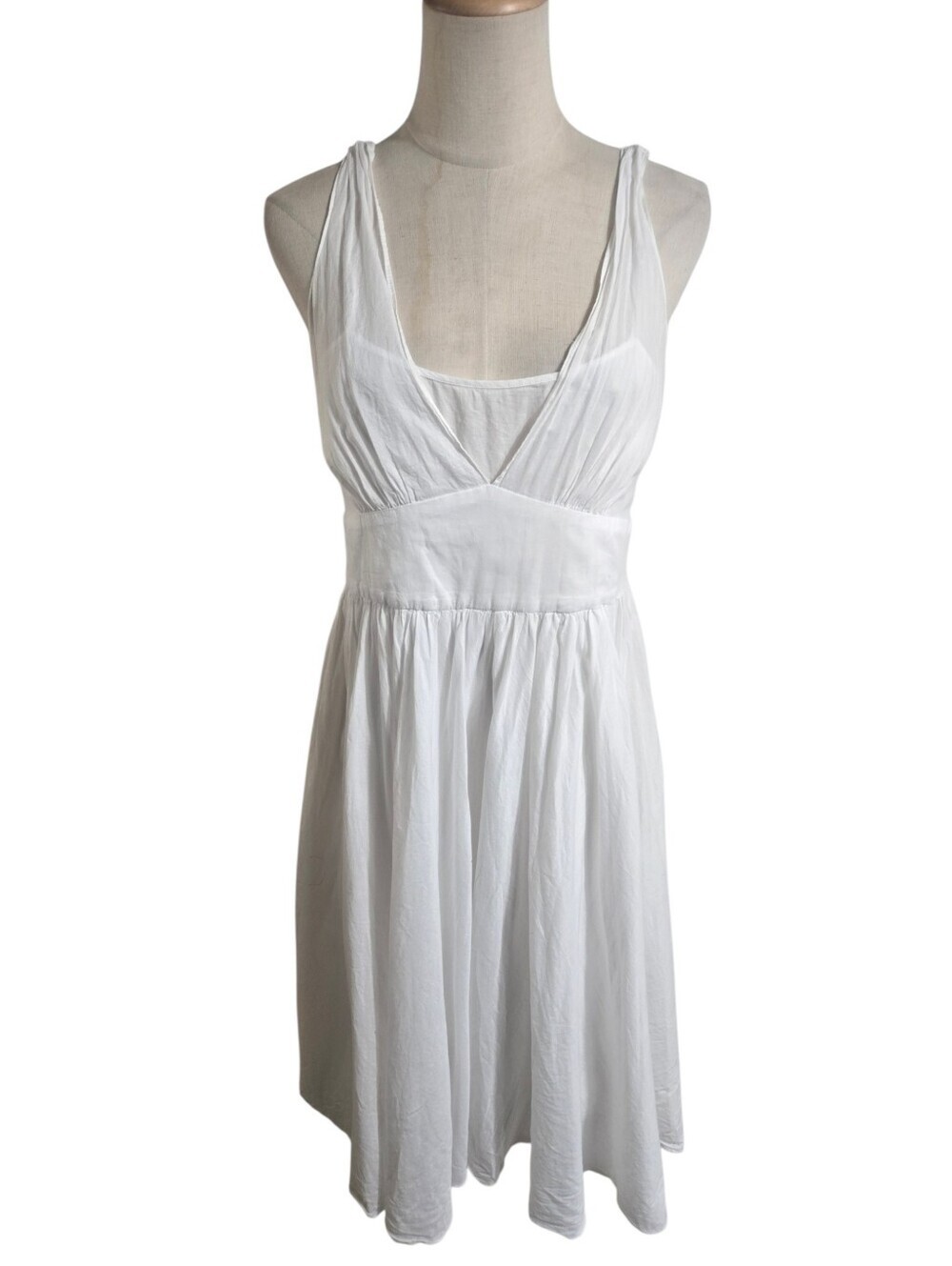 Calvin Klein Vintage White Lined Cotton A line Classic Dress